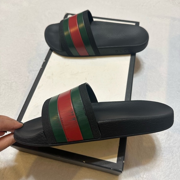 Gucci Rubber Slides Red Green - Picture 5 of 11